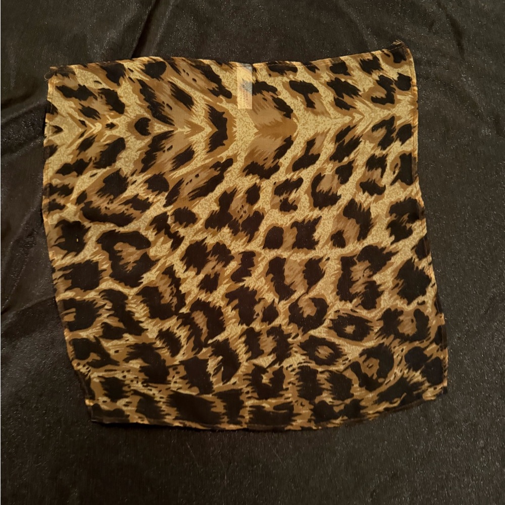 Leopard Print Women's Silk Twilly/Hankercheif - Tan and Black